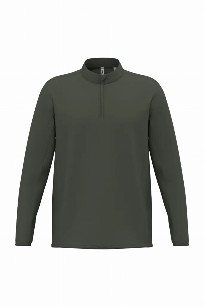 PA4049 - Uniseks outdoor-T-shirt met 1/4-rits en lange mouwen, sporty khaki — productfoto 2