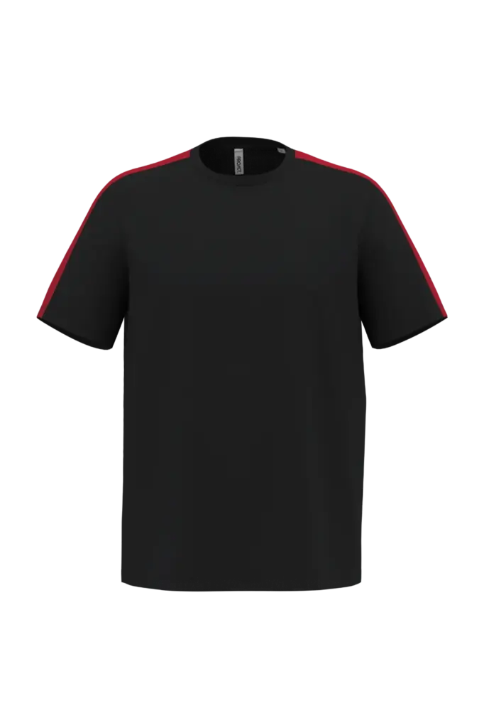 PA4055 - Uniseks tweekleurig teamwear T-shirt, black / sporty red — productfoto 2