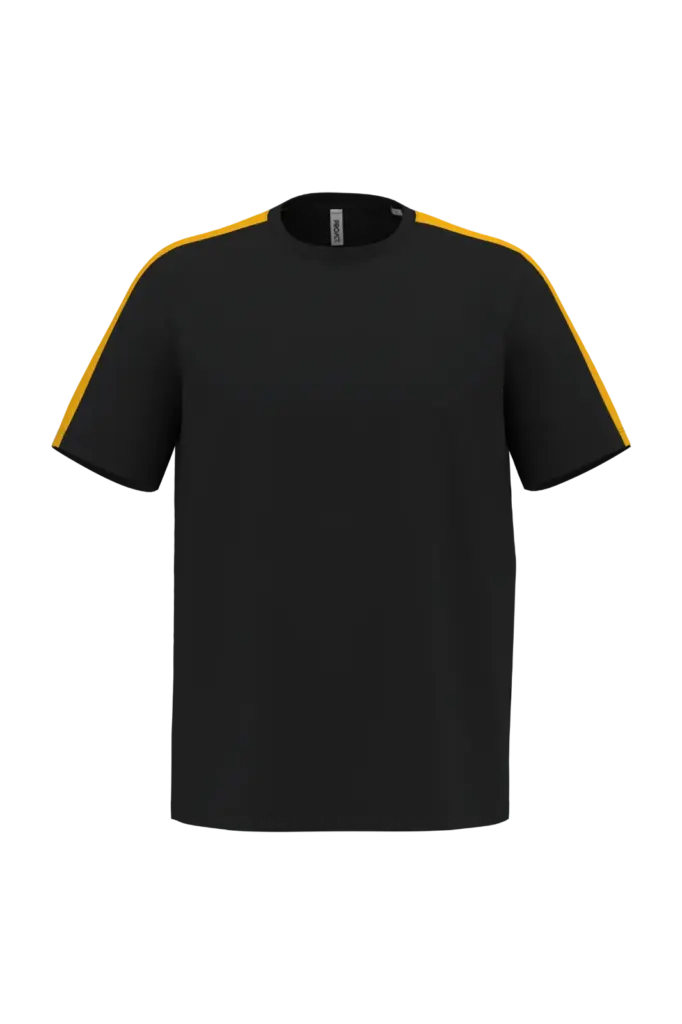 PA4055 - Uniseks tweekleurig teamwear T-shirt, black / sporty yellow — productfoto 3