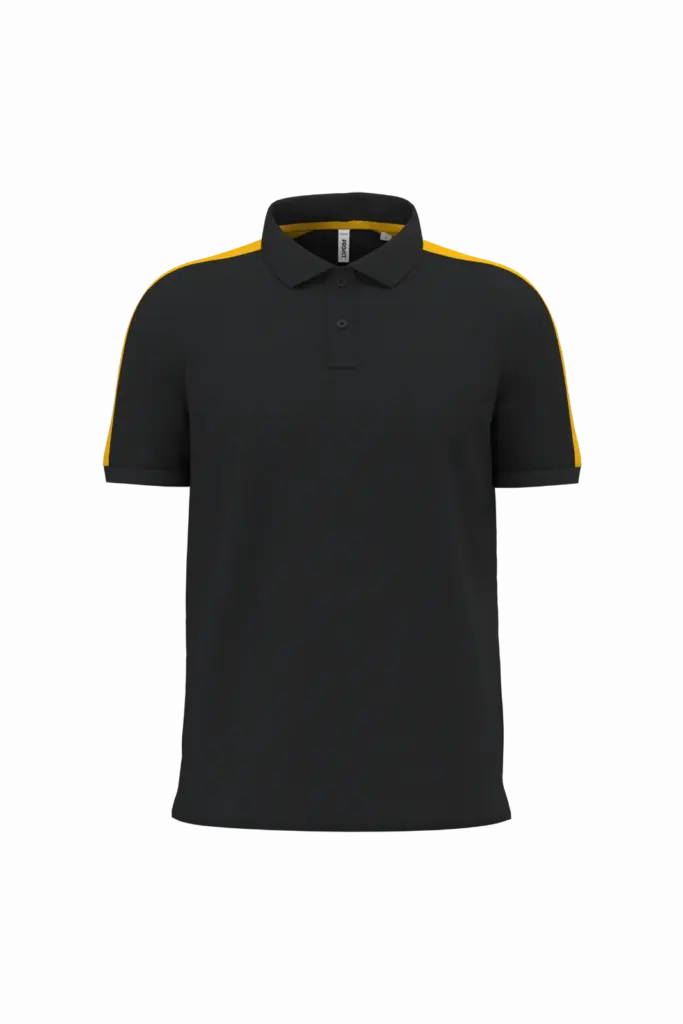 PA4057 - Uniseks tweekleurige teamwear polo, black / sporty yellow — productfoto 3