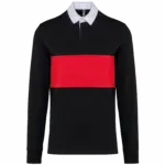 Rugbypolo met lange mouwen, black / sporty red — productfoto 6