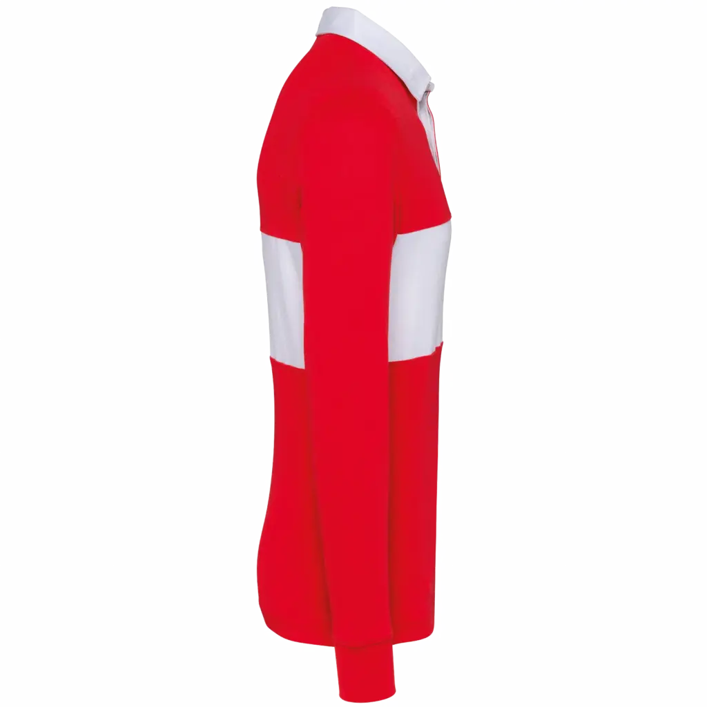 Rugbypolo met lange mouwen, sporty red / white — productfoto 9