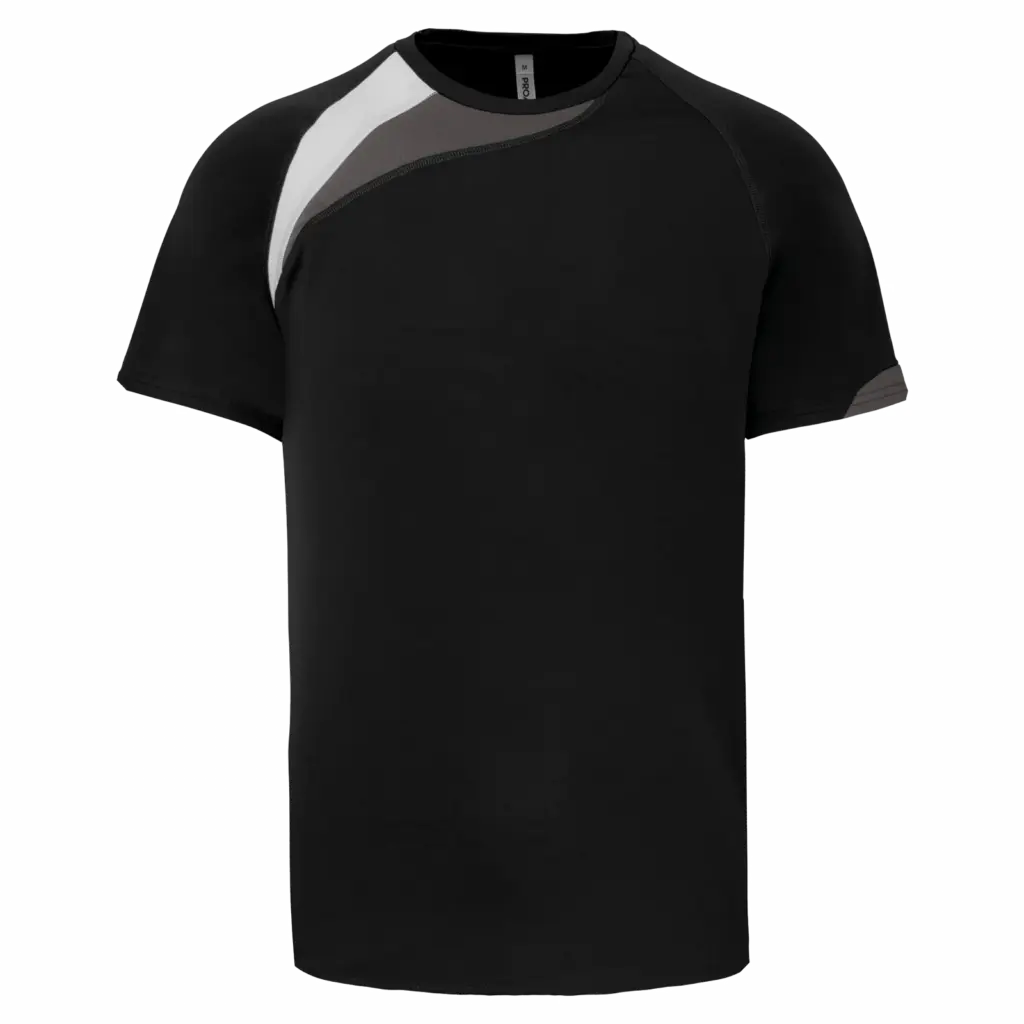 Multisport sport-T-shirt met korte mouwen voor kinderen, black / white / storm grey — productfoto 6