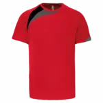 Multisport sport-T-shirt met korte mouwen voor kinderen, sporty red/black/storm grey — productfoto 8