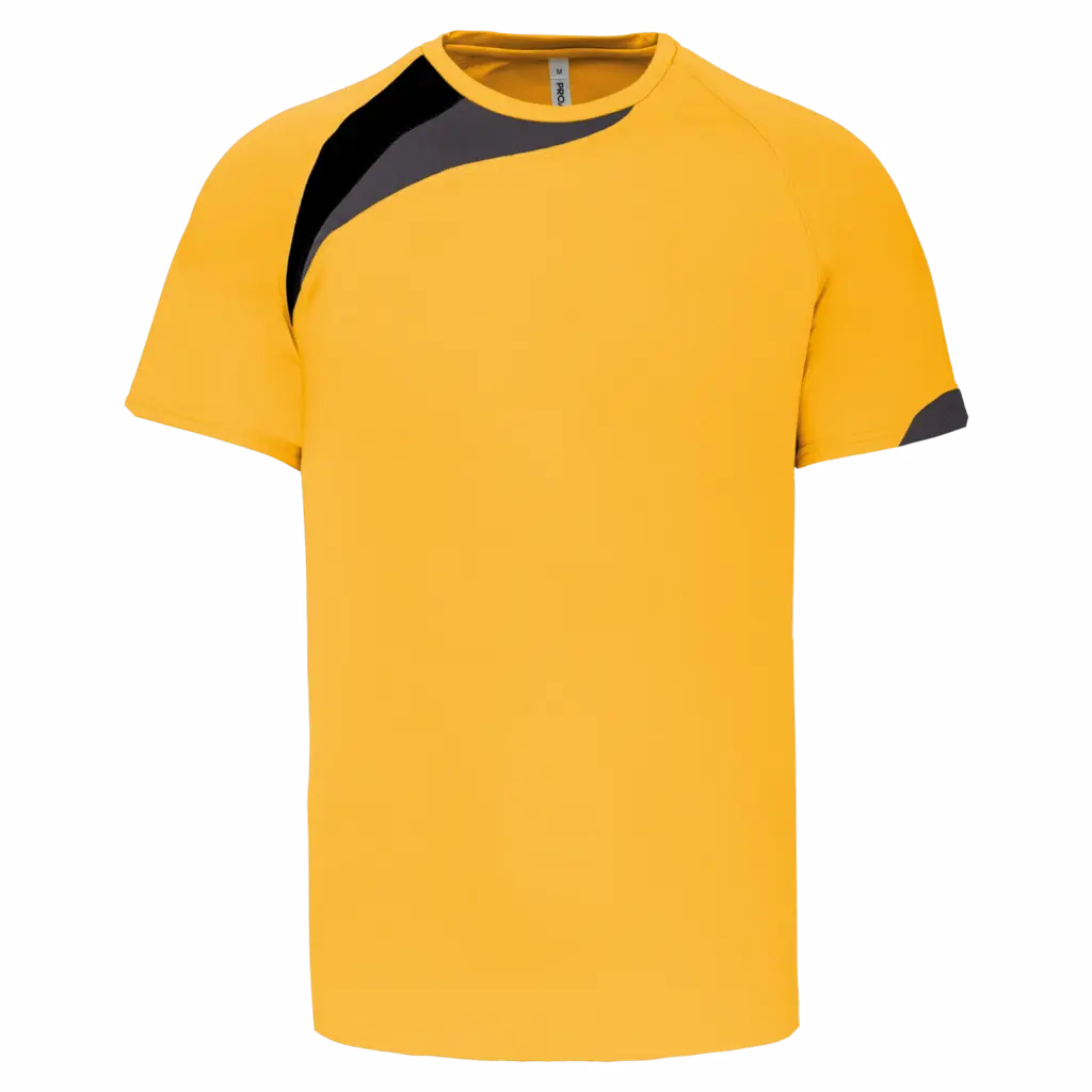 Multisport sport-T-shirt met korte mouwen voor kinderen, sporty yellow/black/storm grey — productfoto 10