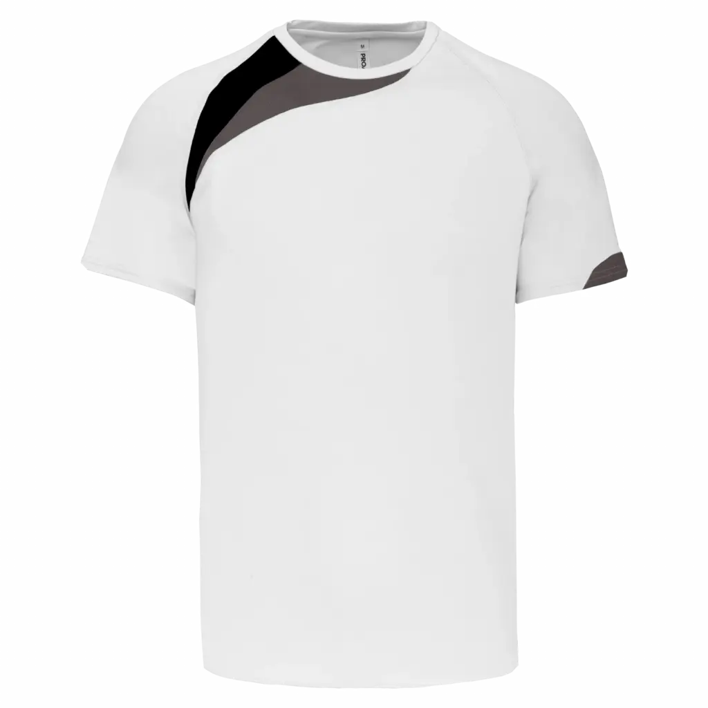 Multisport sport-T-shirt met korte mouwen voor kinderen, white / black / storm grey — productfoto 11