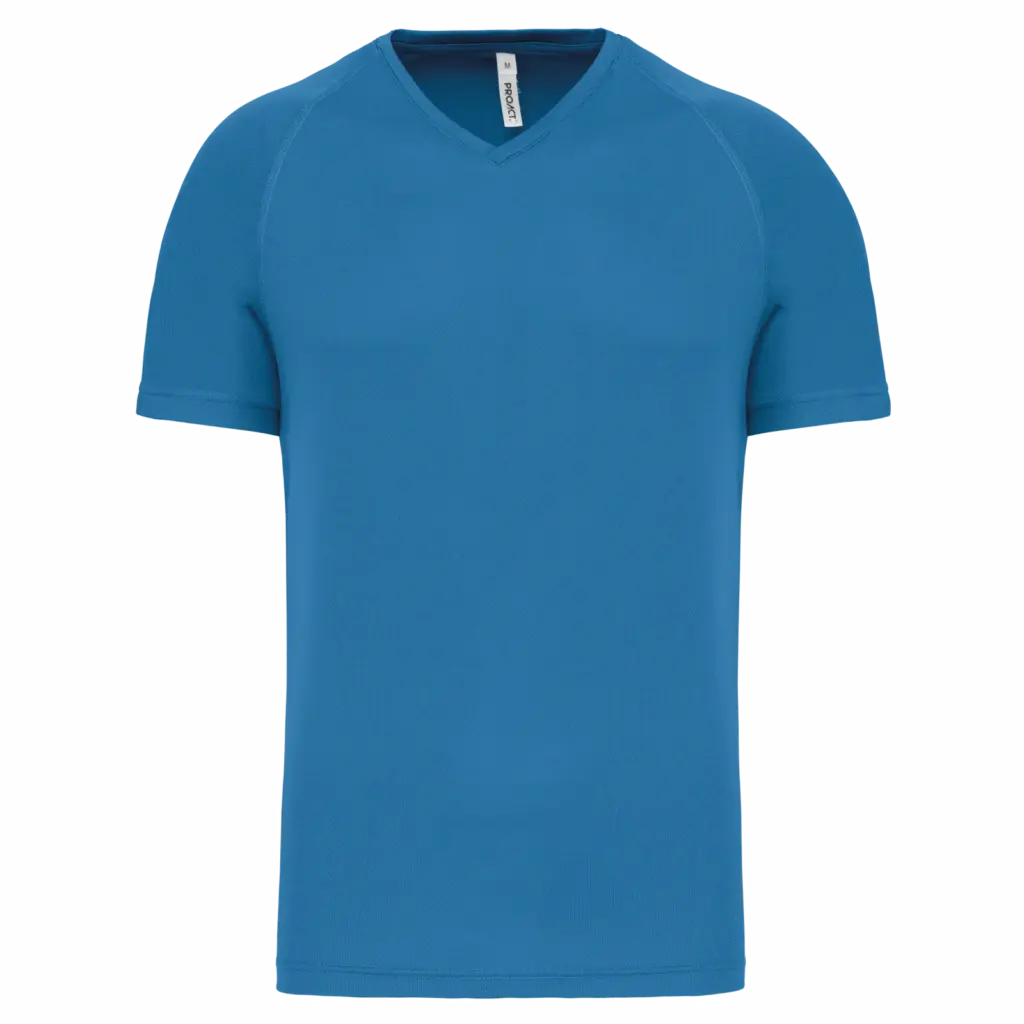 Heren-sport-T-shirt V-hals, aqua blue — productfoto 6