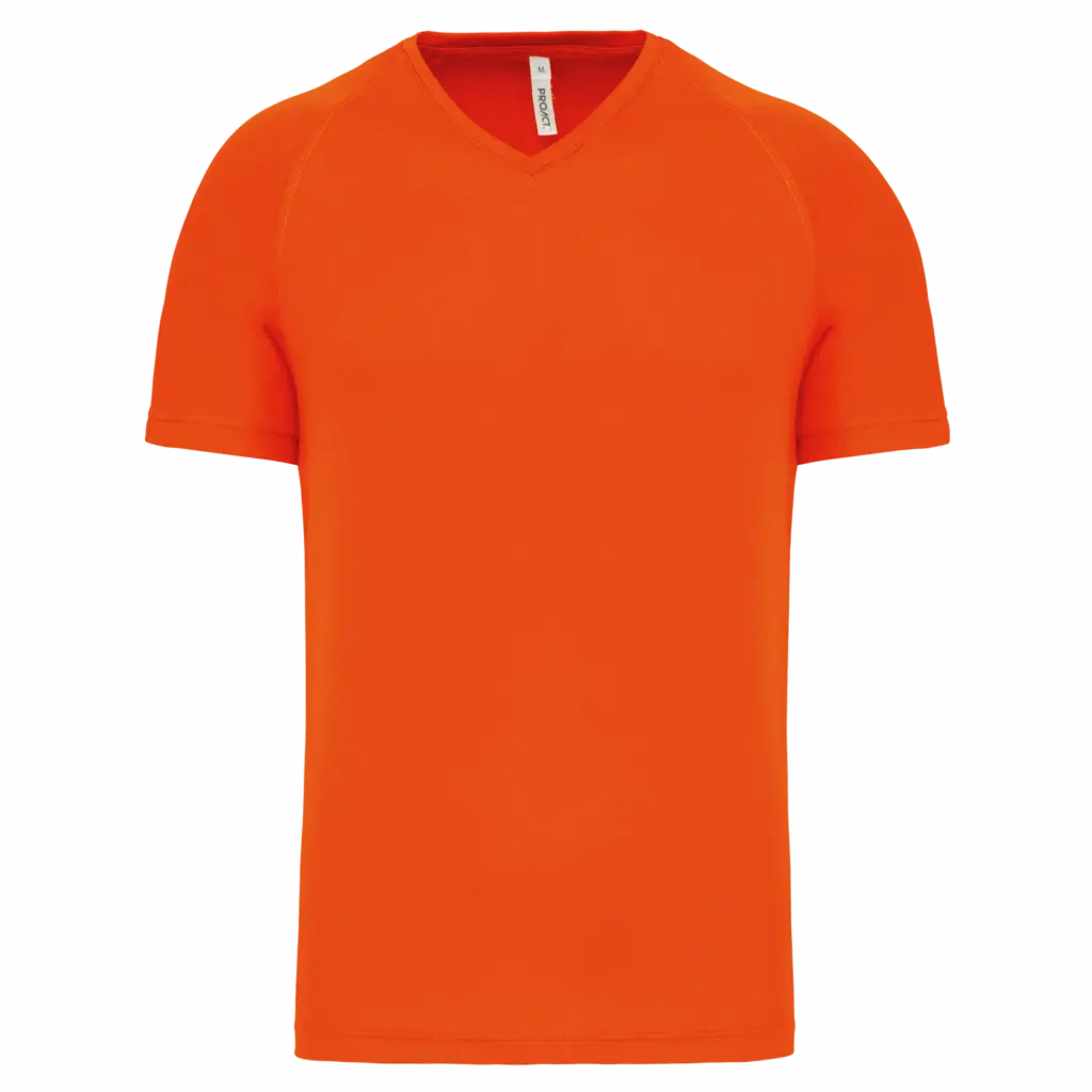 Heren-sport-T-shirt V-hals, fluorescent orange — productfoto 9