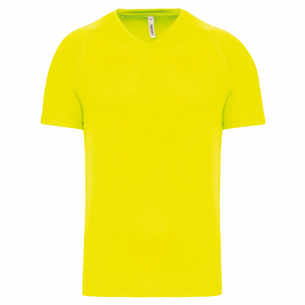 Heren-sport-T-shirt V-hals, fluorescent yellow — productfoto 10