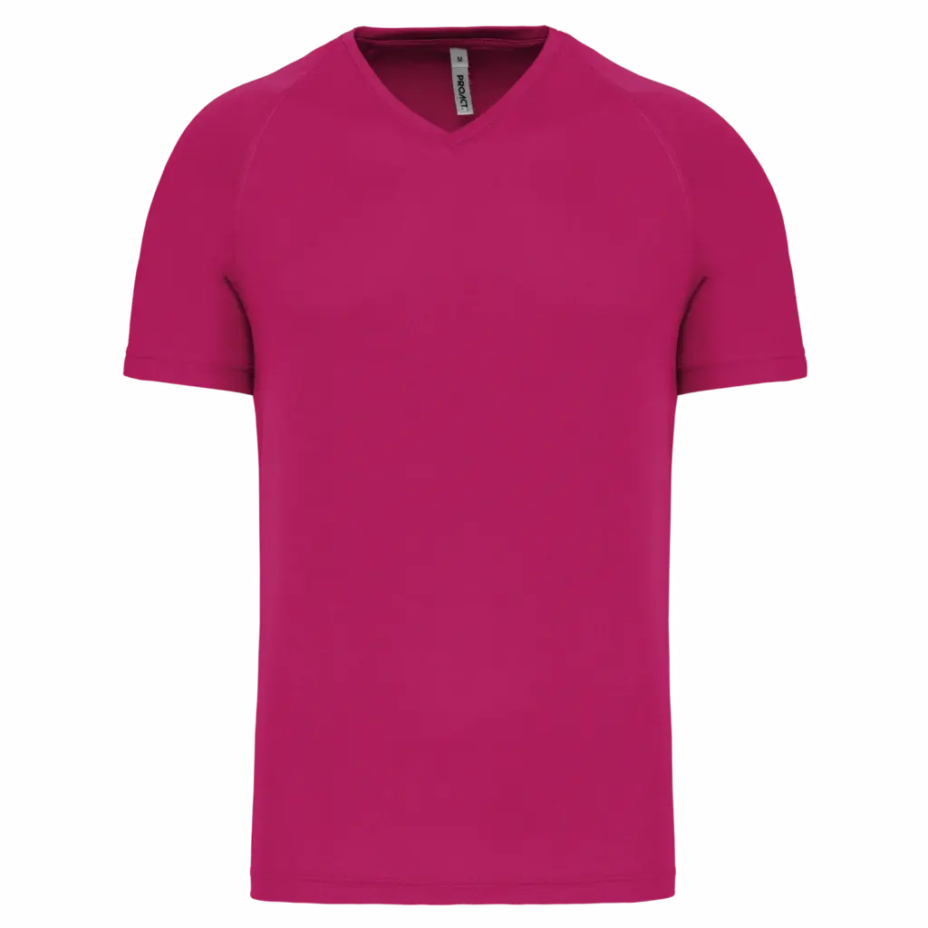 Heren-sport-T-shirt V-hals, fuchsia — productfoto 11