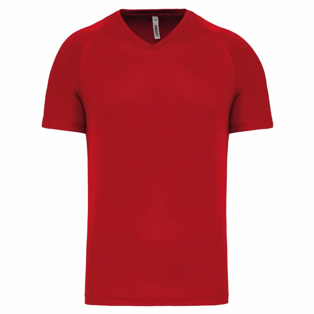 Heren-sport-T-shirt V-hals, red — productfoto 14