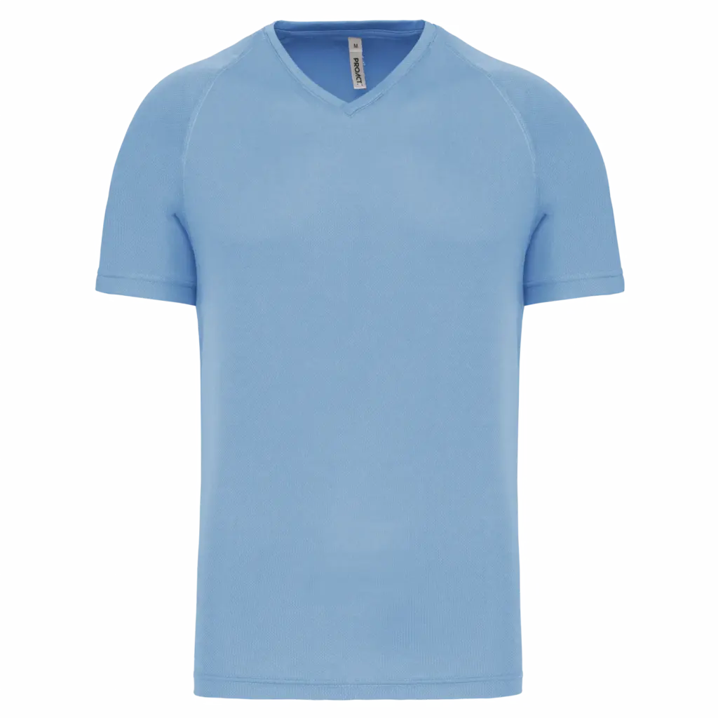 Heren-sport-T-shirt V-hals, sky blue — productfoto 15