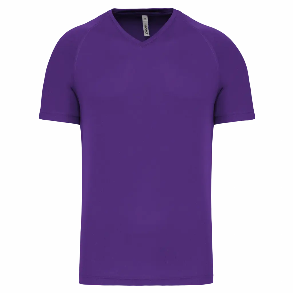 Heren-sport-T-shirt V-hals, violet — productfoto 18