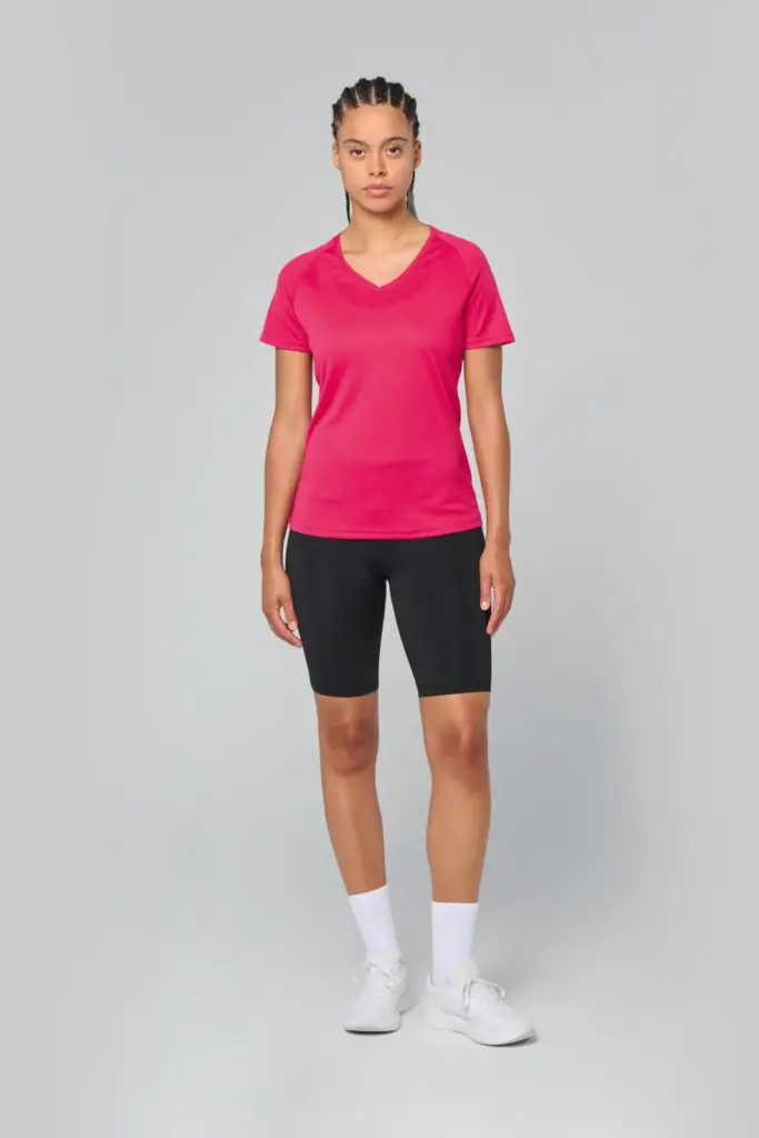 Dames sport-T-shirt V-hals — productfoto 3