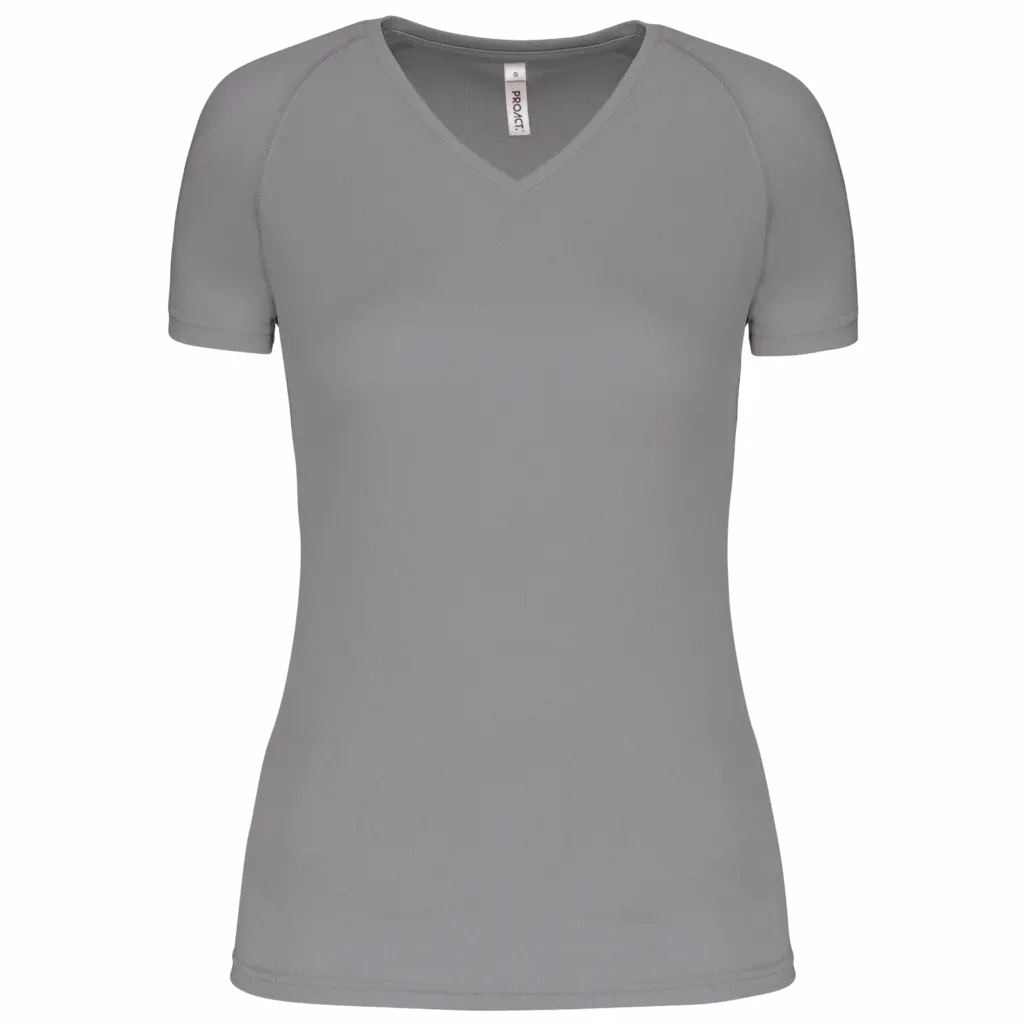 Dames sport-T-shirt V-hals, fine grey — productfoto 8
