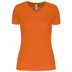 Dames sport-T-shirt V-hals, fluorescent orange — productfoto 9