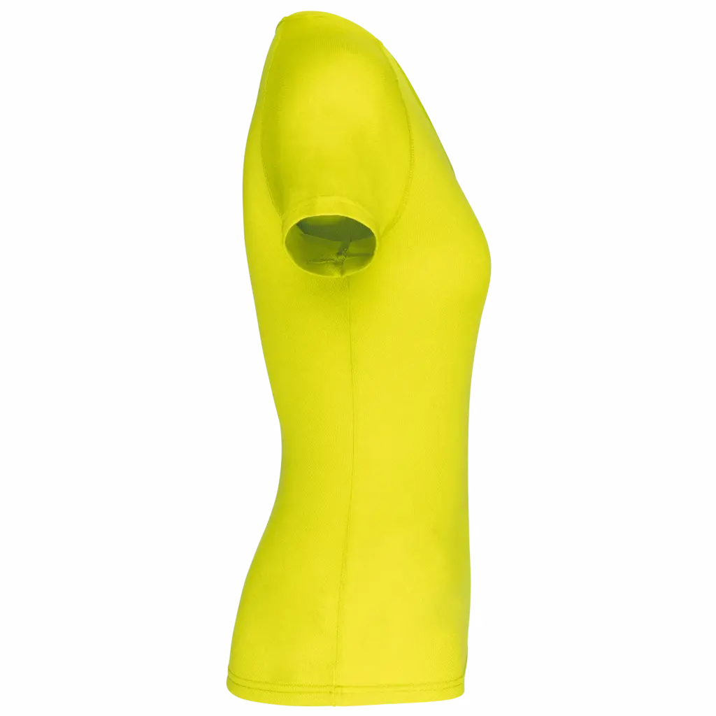 Dames sport-T-shirt V-hals, fluorescent yellow — productfoto 9