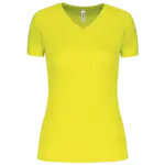 Dames sport-T-shirt V-hals, fluorescent yellow — productfoto 10
