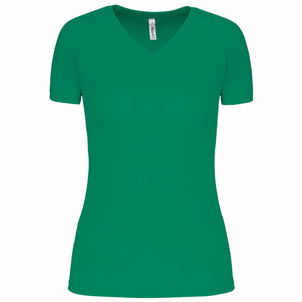 Dames sport-T-shirt V-hals, kelly green — productfoto 12