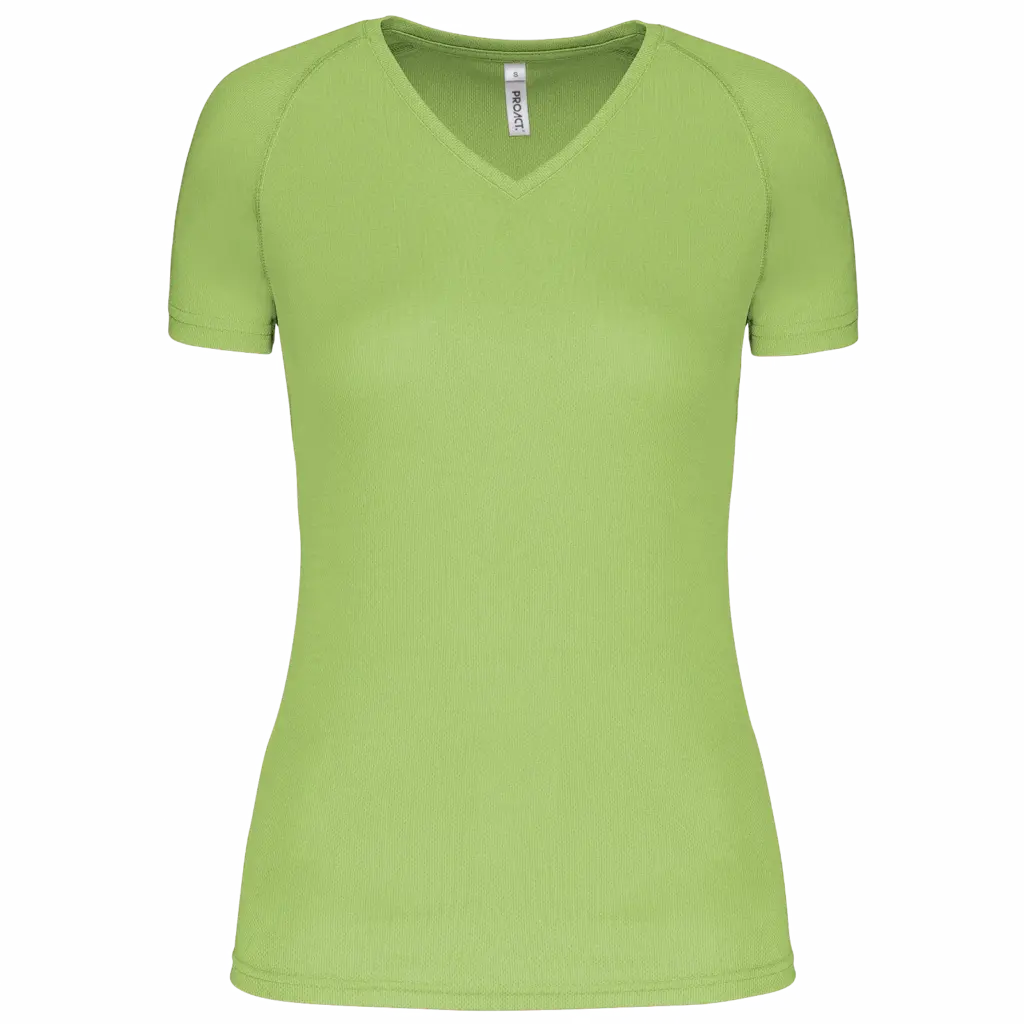 Dames sport-T-shirt V-hals, lime — productfoto 13