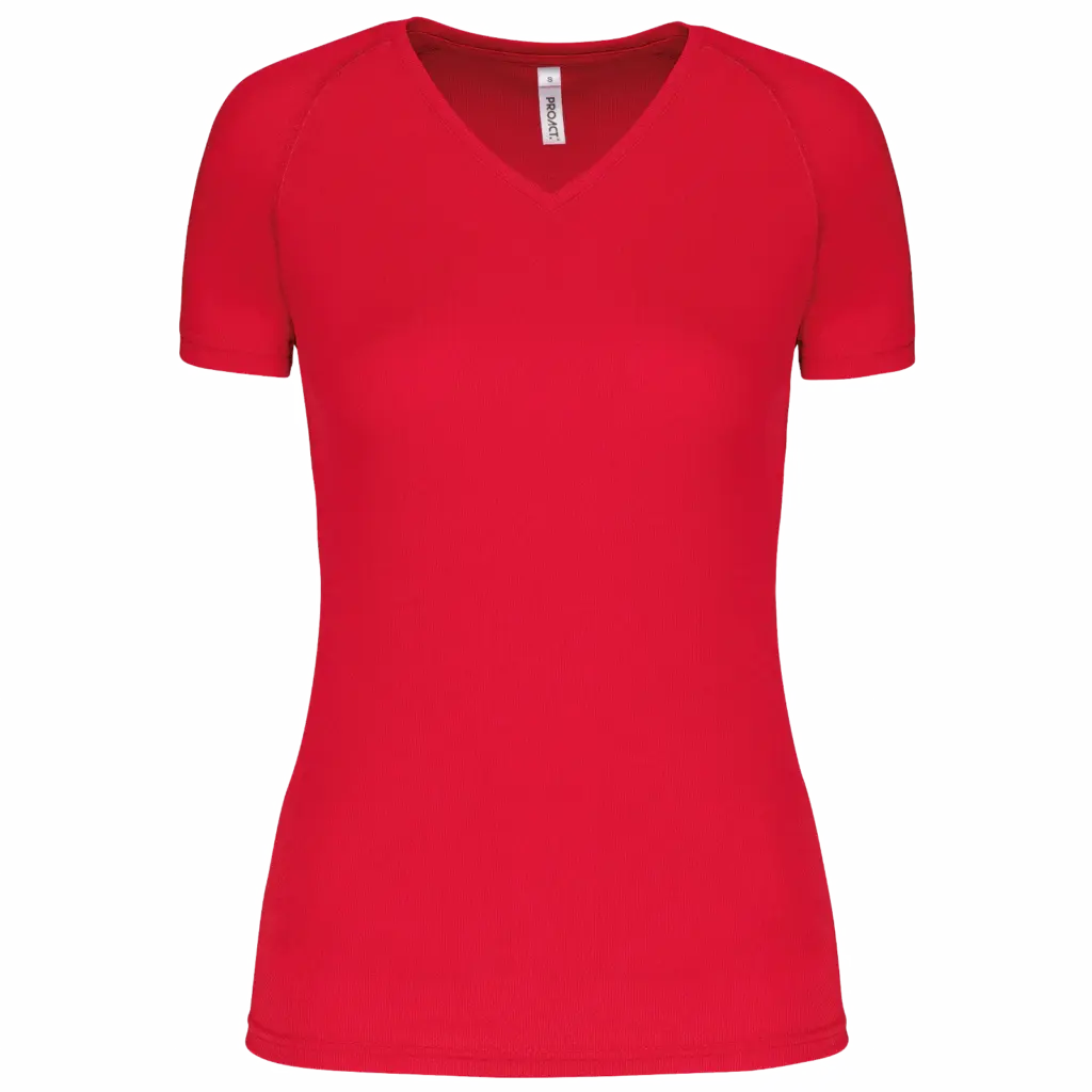 Dames sport-T-shirt V-hals, red — productfoto 14