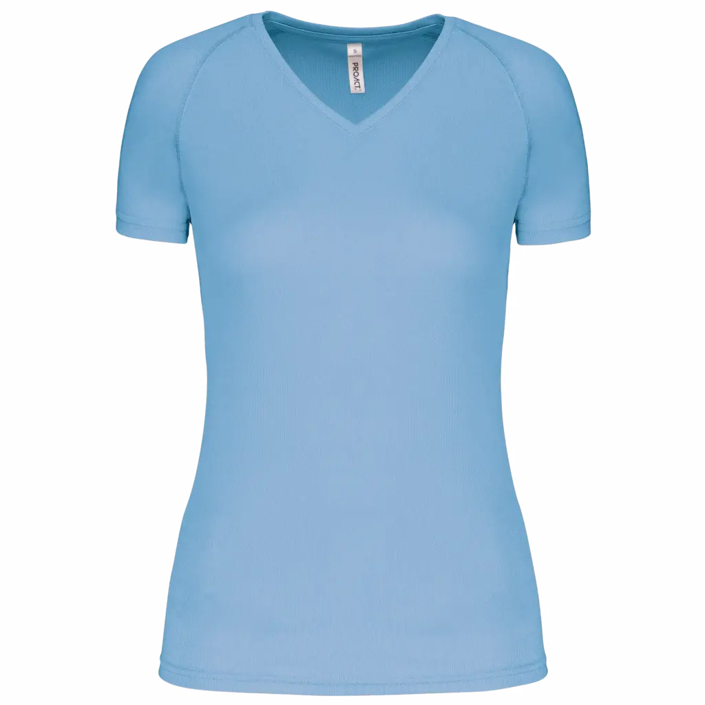 Dames sport-T-shirt V-hals, sky blue — productfoto 15