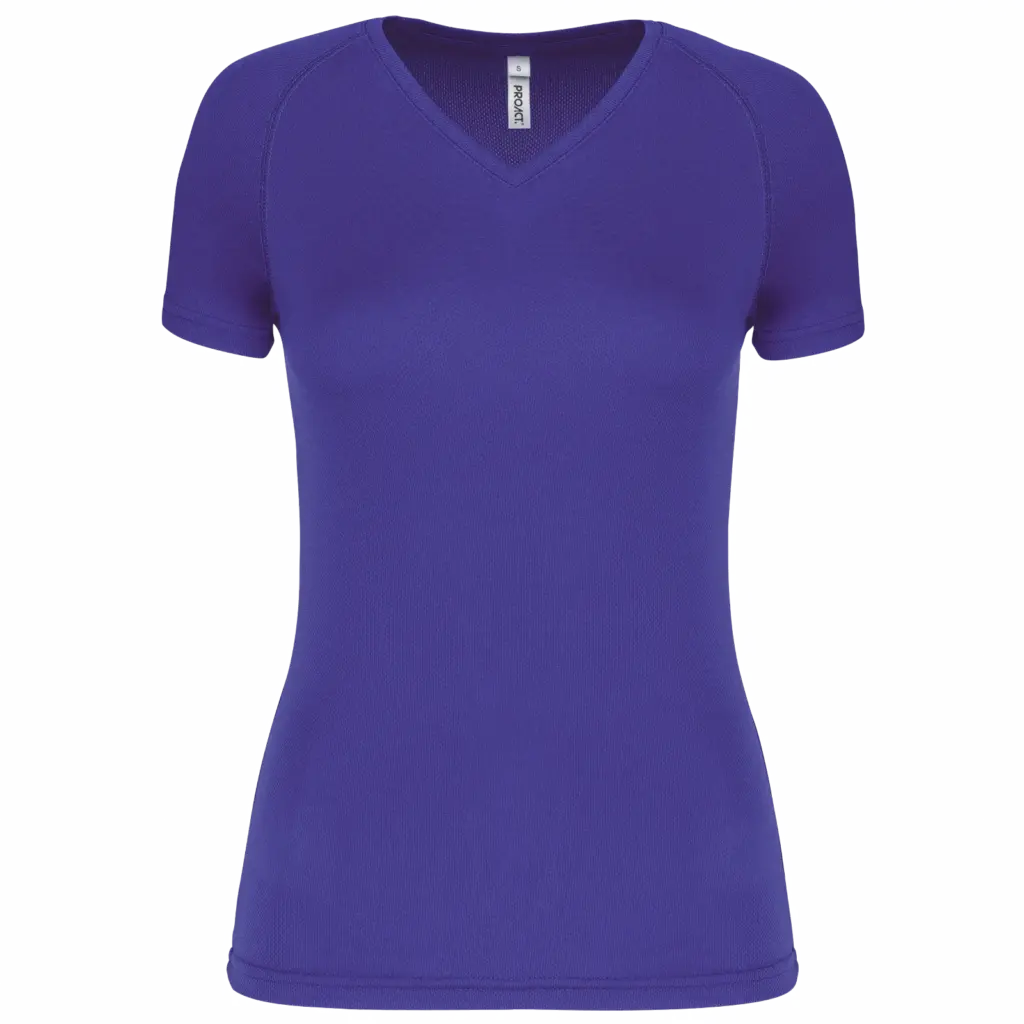 Dames sport-T-shirt V-hals, violet — productfoto 18