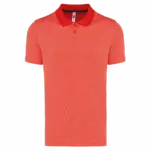 Gevlamde polo korte mouwen volwassene, coral heather — productfoto 6