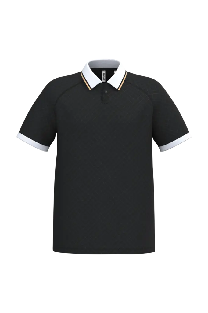 PS_PA497_BLACK-WHITE-GOLD - Hidalgo Lifestyle sportpolo uniseks, black / white / gold — productfoto 17