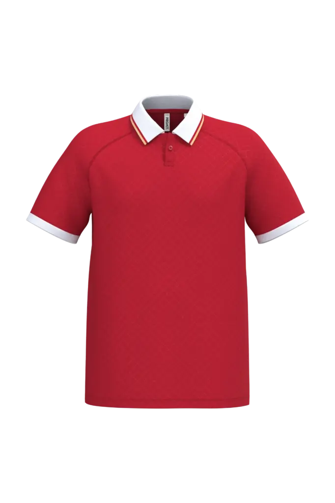 PS_PA497_SPORTYRED-WHITE-GOLD - Hidalgo Lifestyle sportpolo uniseks, sporty red / white / gold — productfoto 21