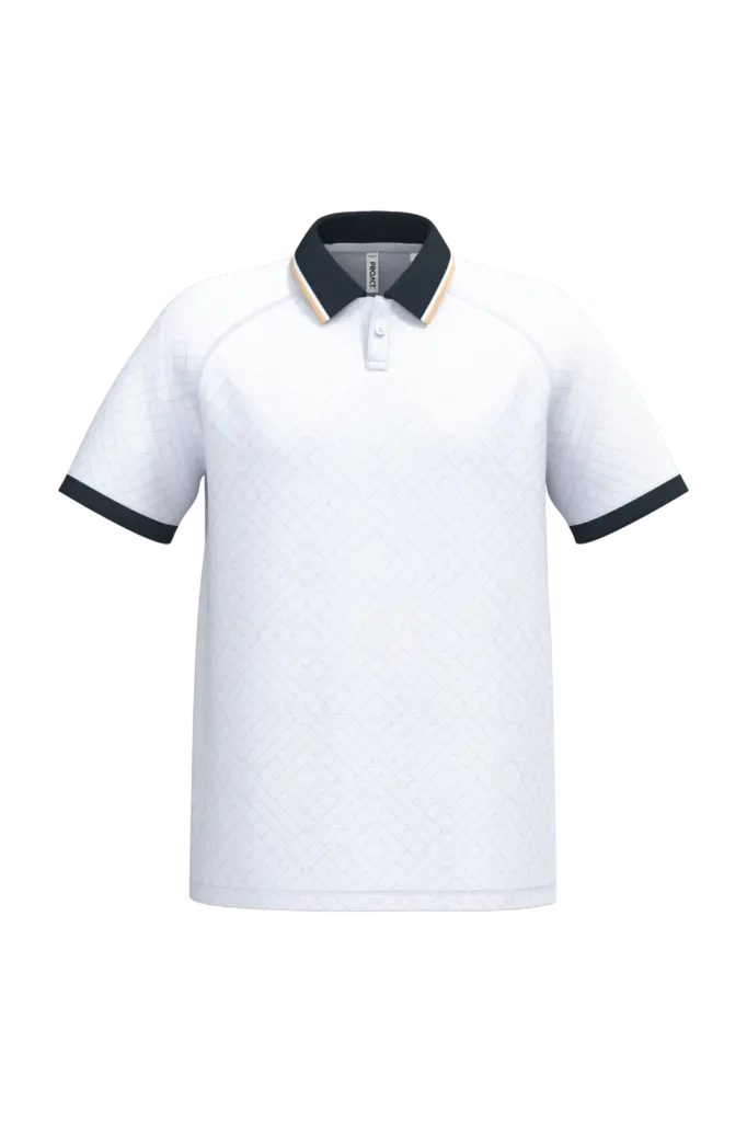 PS_PA497_WHITE-NAVY-GOLD - Hidalgo Lifestyle sportpolo uniseks, white / navy / gold — productfoto 23