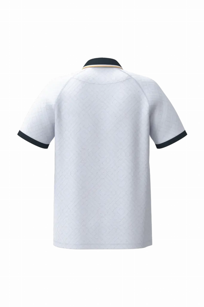PS_PA497-B_WHITE-NAVY-GOLD - Hidalgo Lifestyle sportpolo uniseks, white / navy / gold — productfoto 24