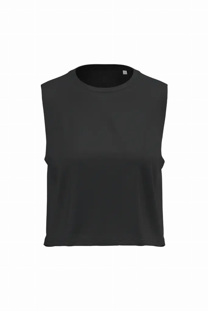 PA499 - Cropped mouwloos T-shirt voor dames, black