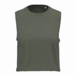PA499 - Cropped mouwloos T-shirt voor dames, sporty khaki — productfoto 2
