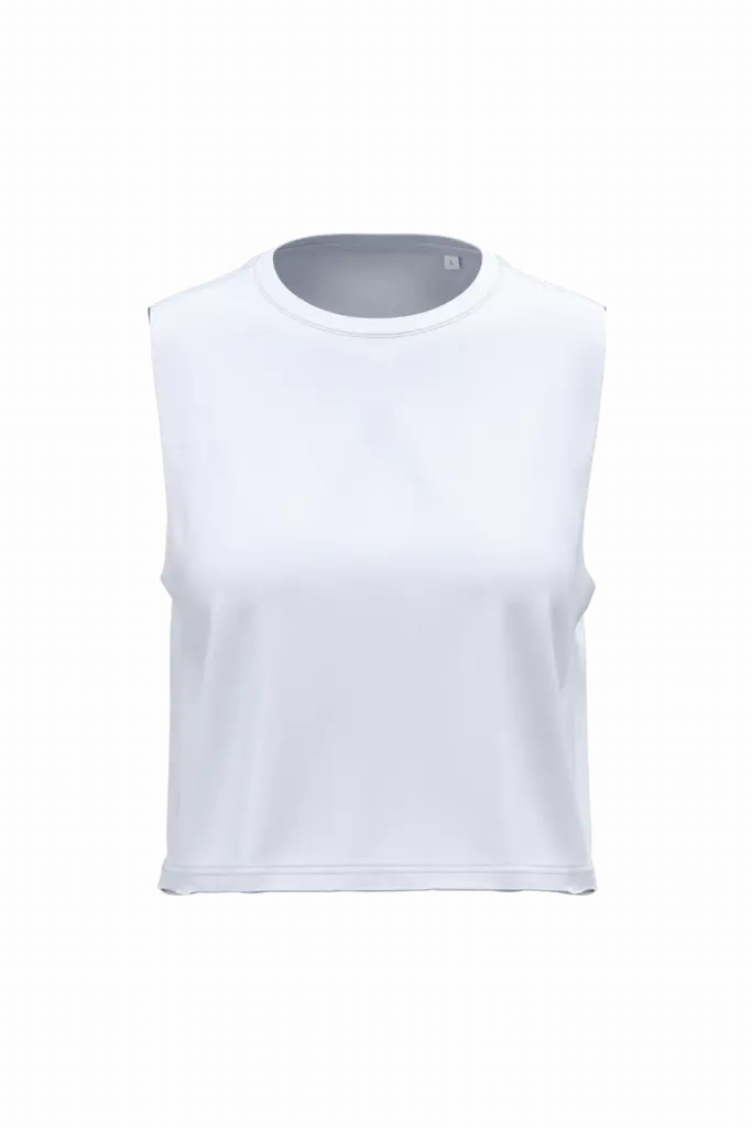 PS_PA499_WHITE - Hidalgo PA499 - Cropped mouwloos T-shirt voor dames, white — productfoto 3
