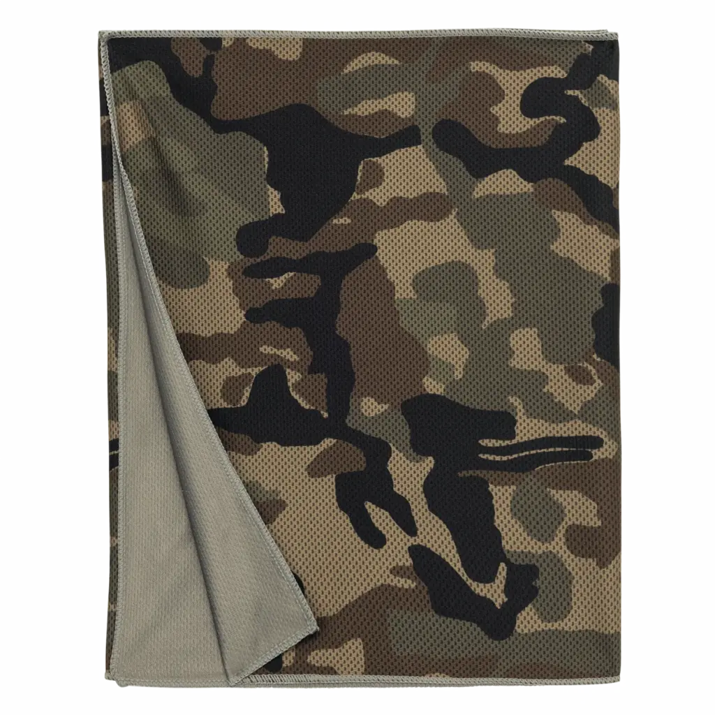 Afkoelende sporthanddoek - 100 cm x 30 cm, olive camouflage — productfoto 10