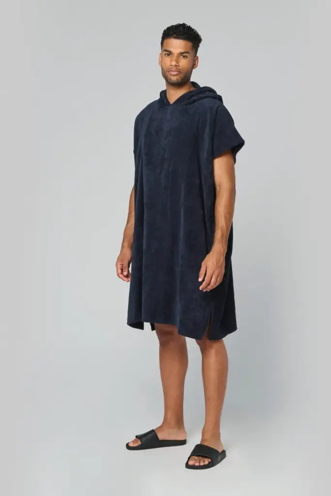 Uniseks poncho met capuchon van badstof — productfoto 3