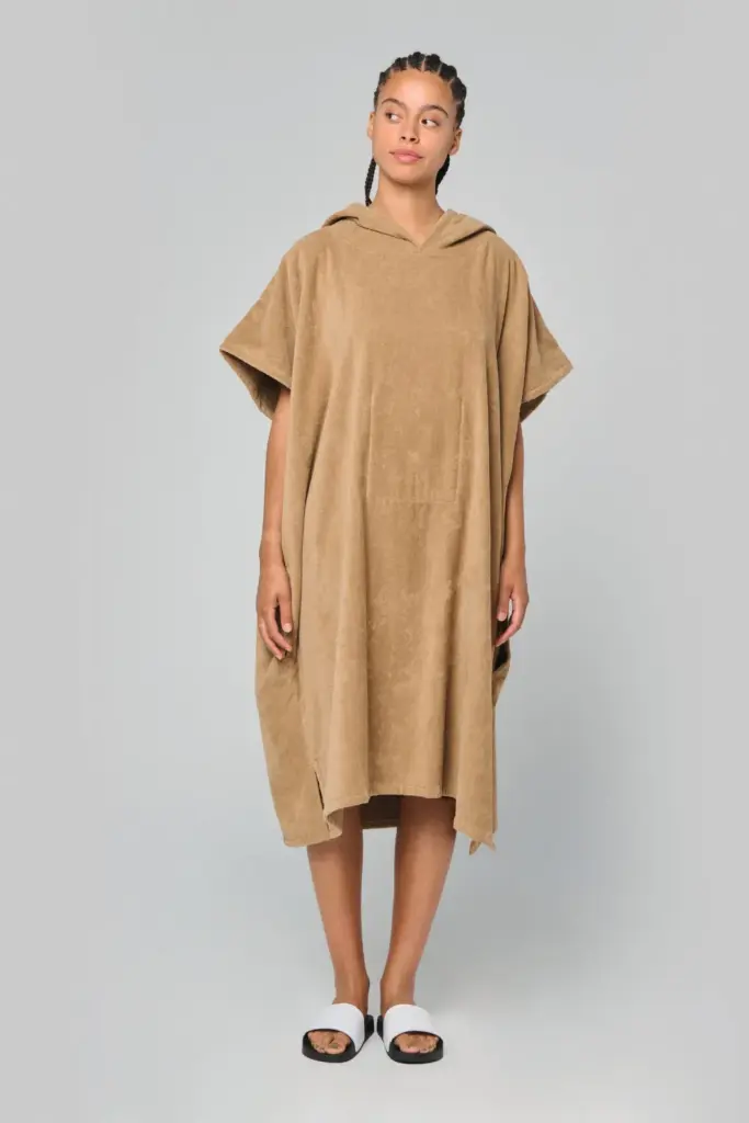 Uniseks poncho met capuchon van badstof — productfoto 4