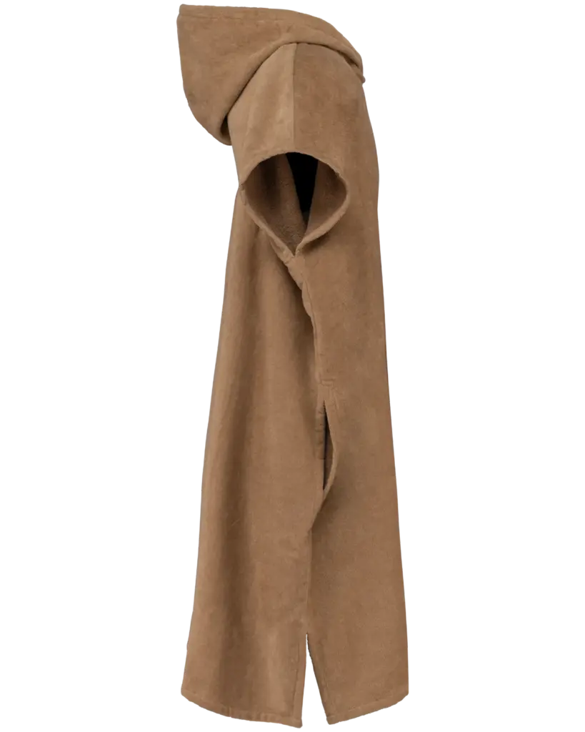 Uniseks poncho met capuchon van badstof, camel — productfoto 6
