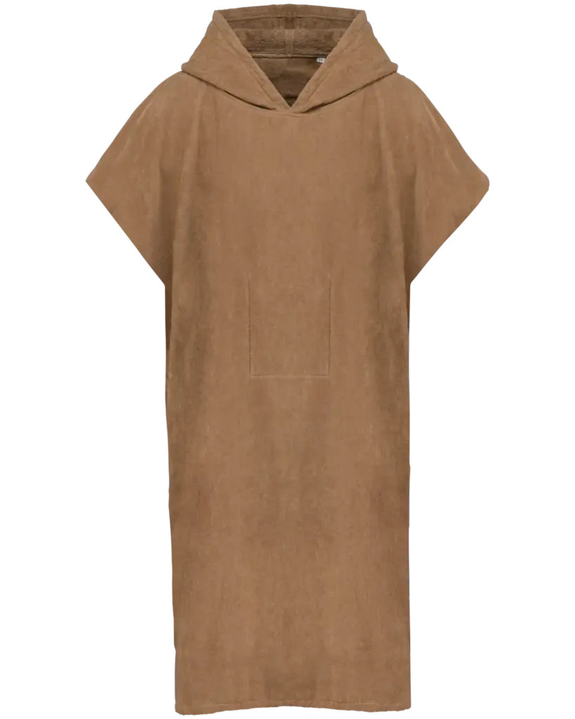 Uniseks poncho met capuchon van badstof, camel — productfoto 7