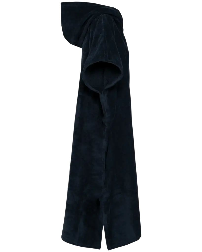 Uniseks poncho met capuchon van badstof, navy — productfoto 7
