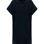 Uniseks poncho met capuchon van badstof, navy — productfoto 8
