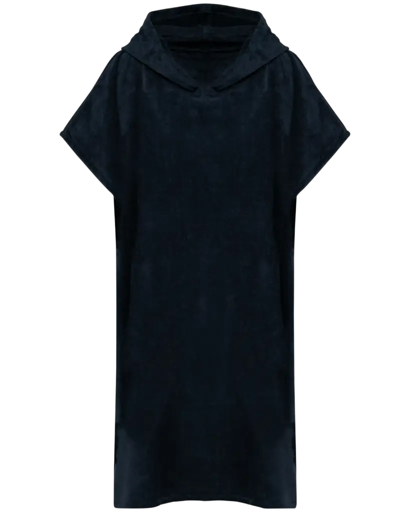 Uniseks poncho met capuchon van badstof, navy — productfoto 8