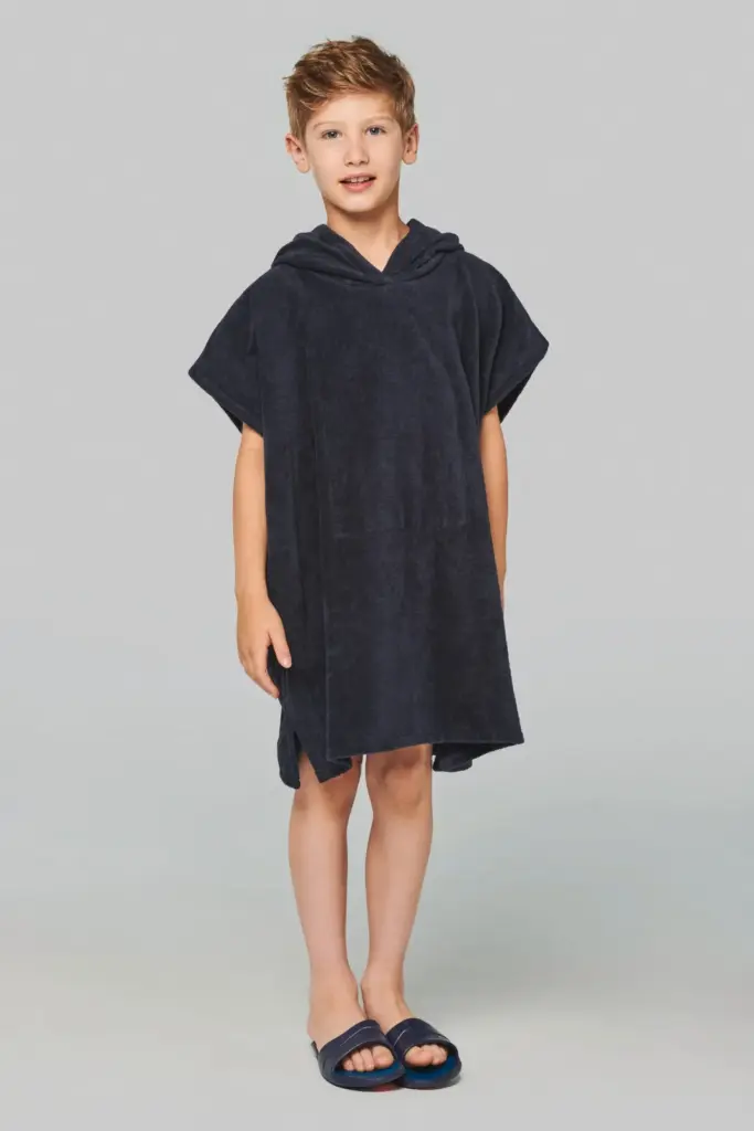 Kinderponcho met capuchon van badstof