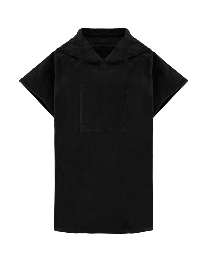 Kinderponcho met capuchon van badstof, black — productfoto 6