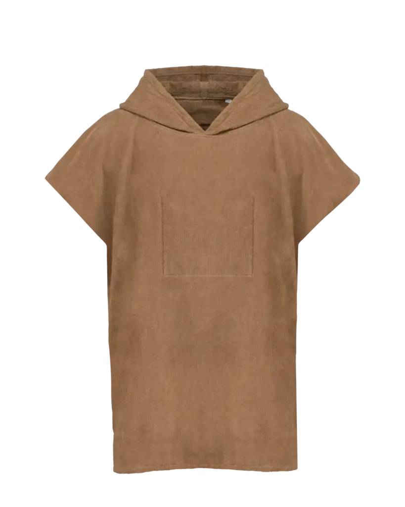 Kinderponcho met capuchon van badstof, camel — productfoto 7