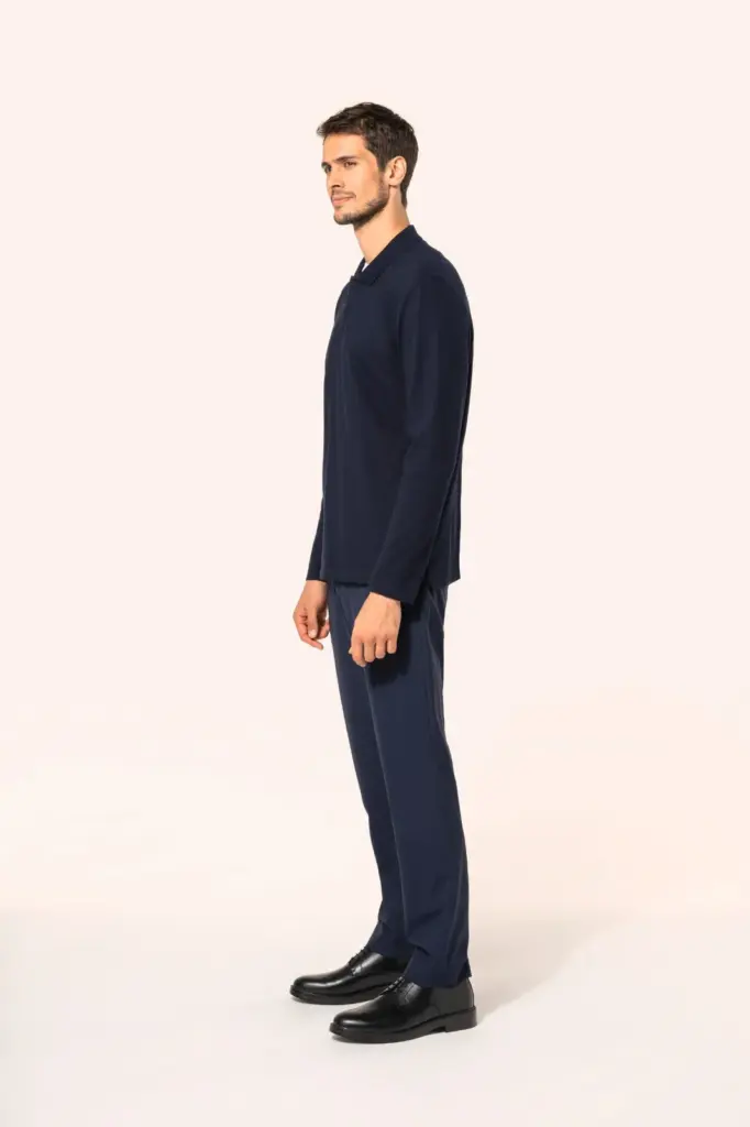 Supima® herenpolo lange mouwen — productfoto 3