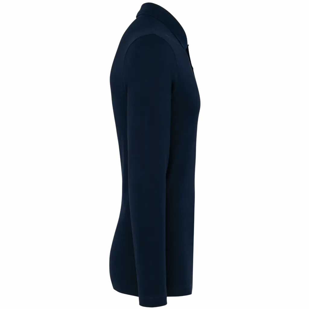 Supima® herenpolo lange mouwen, deep navy — productfoto 6
