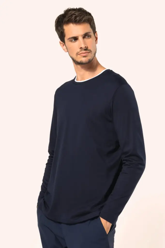 Supima® heren-T-shirt ronde hals lange mouwen