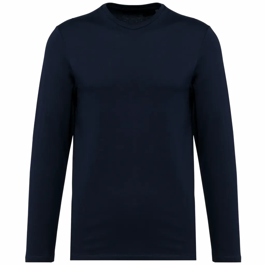Supima® heren-T-shirt ronde hals lange mouwen, deep navy — productfoto 7